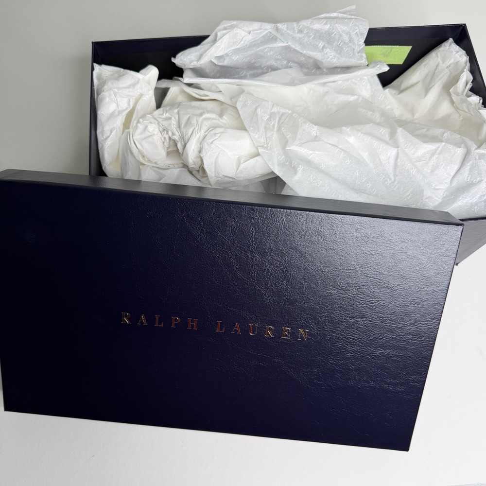 Ralph Lauren Empty Shoe Box Only Navy Blue Gold Logo